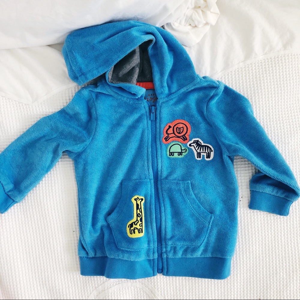 CAT&JACK🦓🦒zip up safari animal hooded sweatshirt